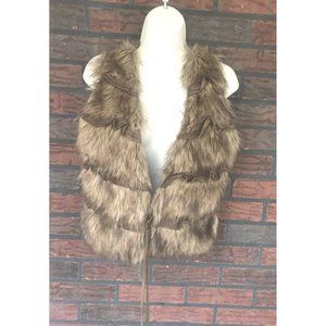 Bagatelle Faux Fur Vest Small Sleeveless Vegan Jacket Suede Details Boho Festiva